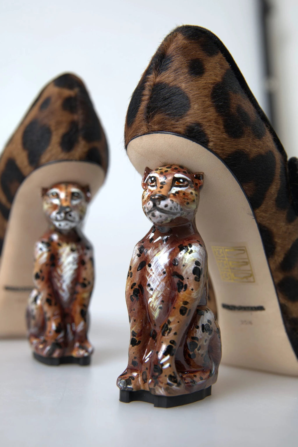Dolce & Gabbana Black Brown Calf Leopard Heel Mary Jane Pump Shoes by Dolce & Gabbana