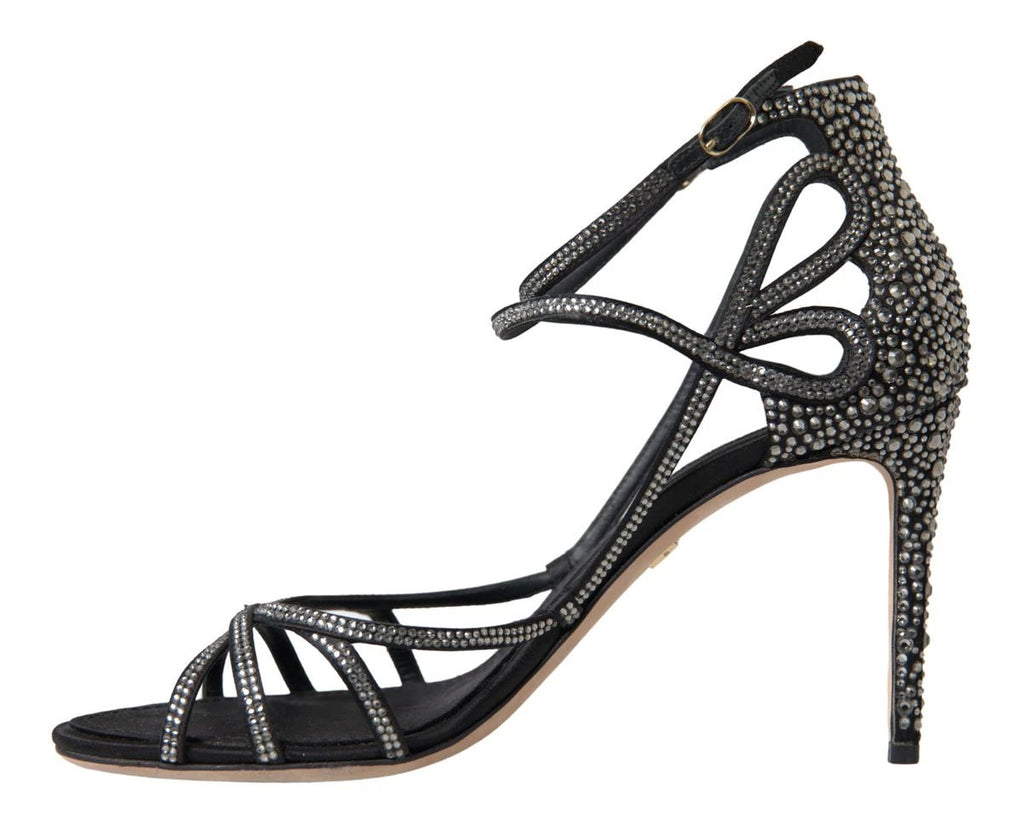 Dolce & Gabbana Rhinestone Stiletto Sandal Satin Shoes by Dolce & Gabbana