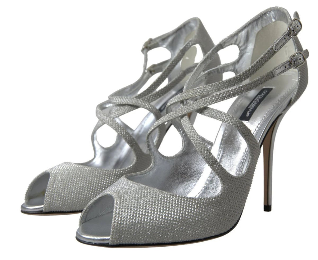 Dolce & Gabbana Silver Shimmers Sandals Heel Pumps Shoes by Dolce & Gabbana