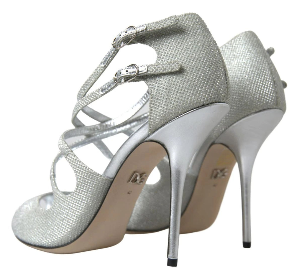 Dolce & Gabbana Silver Shimmers Sandals Heel Pumps Shoes by Dolce & Gabbana