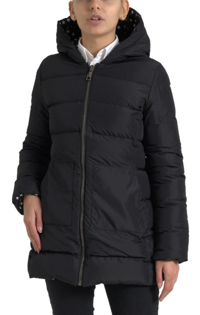 Dolce & Gabbana Black Polyester Hooded Reversible Jacket by Dolce & Gabbana