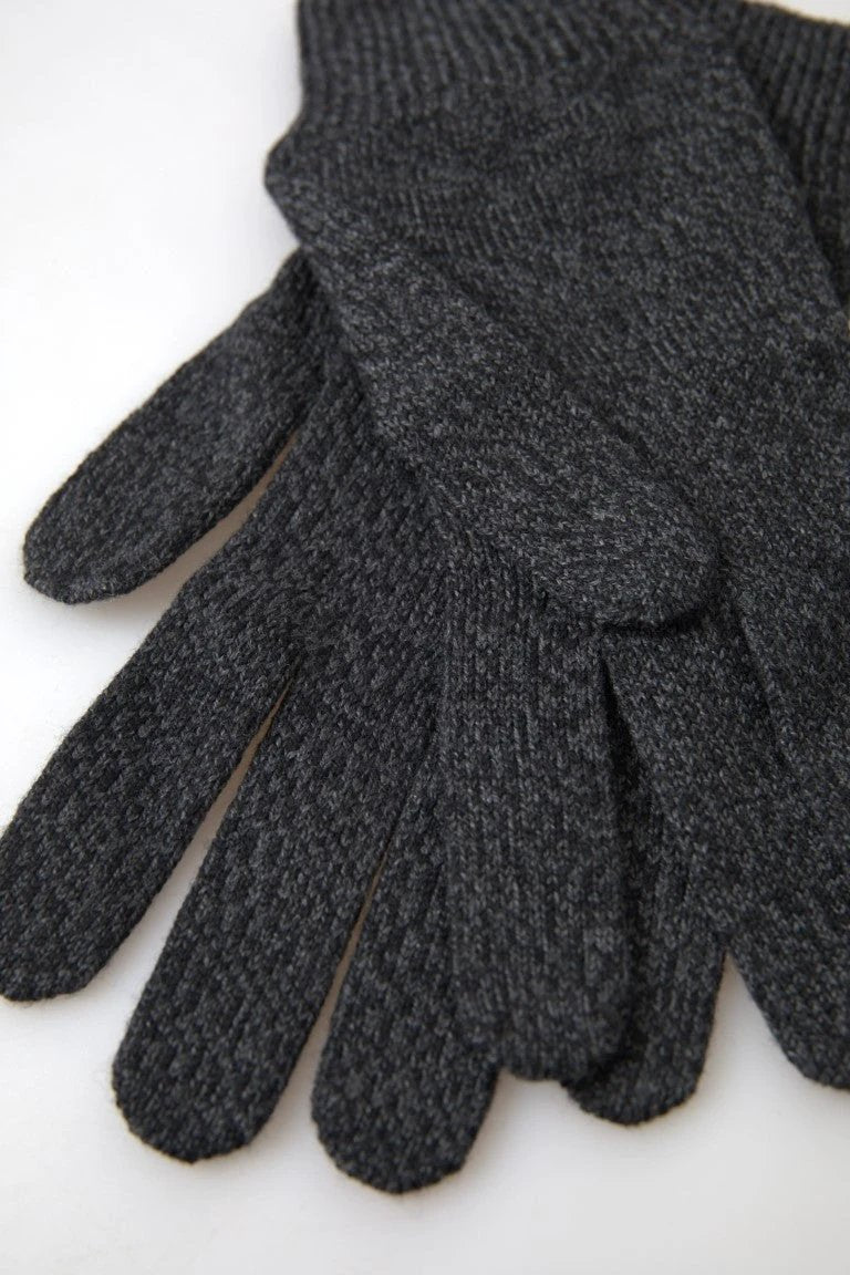Dolce & Gabbana Gray Virgin Wool Knit Hands Mitten Men Gloves by Dolce & Gabbana