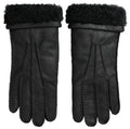 Dolce & Gabbana Black Leather Fur Short Hands Mitten Men Gloves by Dolce & Gabbana