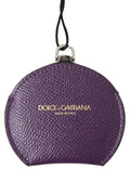 Dolce & Gabbana Purple Calfskin Leather Round Hand Mirror Holder by Dolce & Gabbana