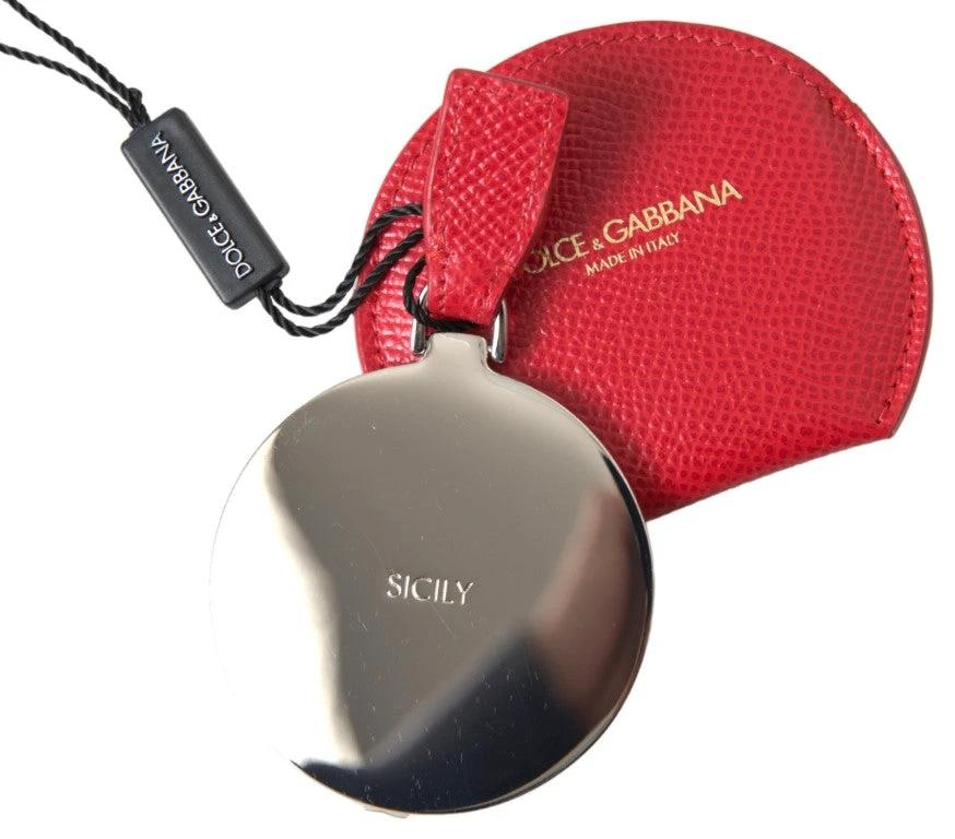 Dolce & Gabbana Red Calfskin Leather Hand Mirror Holder by Dolce & Gabbana