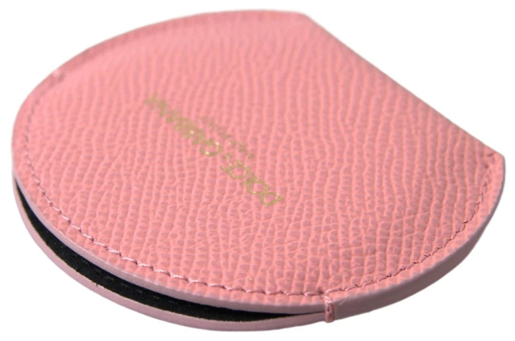 Dolce & Gabbana Pink Calfskin Leather Round Mirror Holder by Dolce & Gabbana