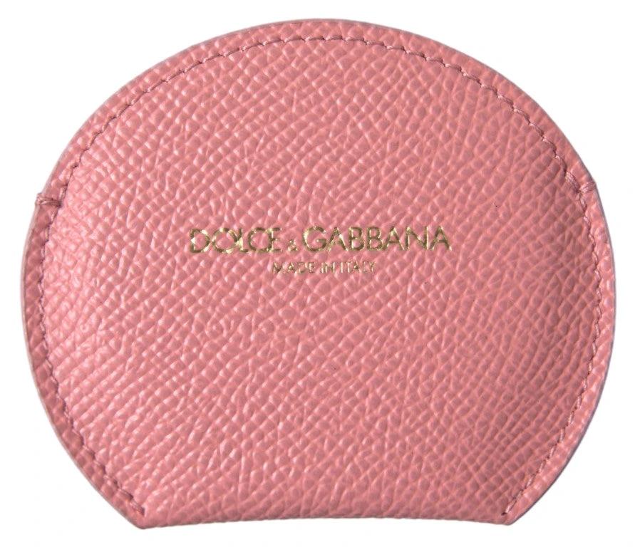Dolce & Gabbana Pink Calfskin Leather Round Mirror Holder by Dolce & Gabbana