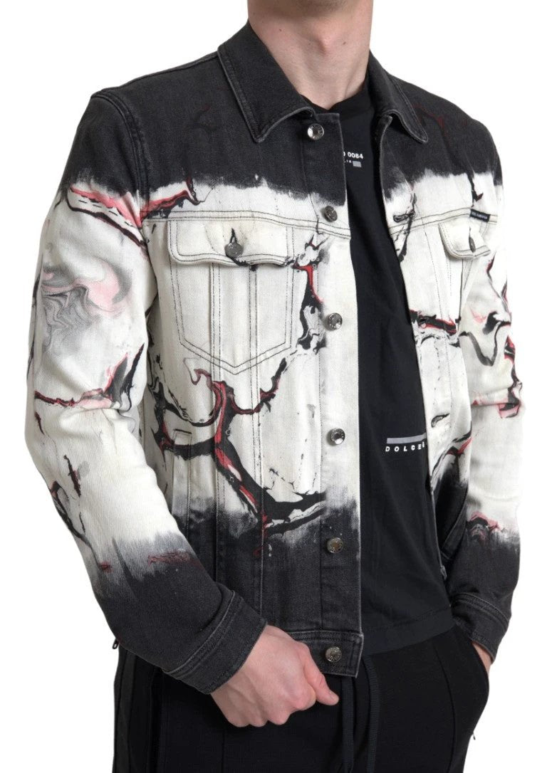 Dolce & Gabbana Multicolor Cotton Collared Denim Jacket by Dolce & Gabbana