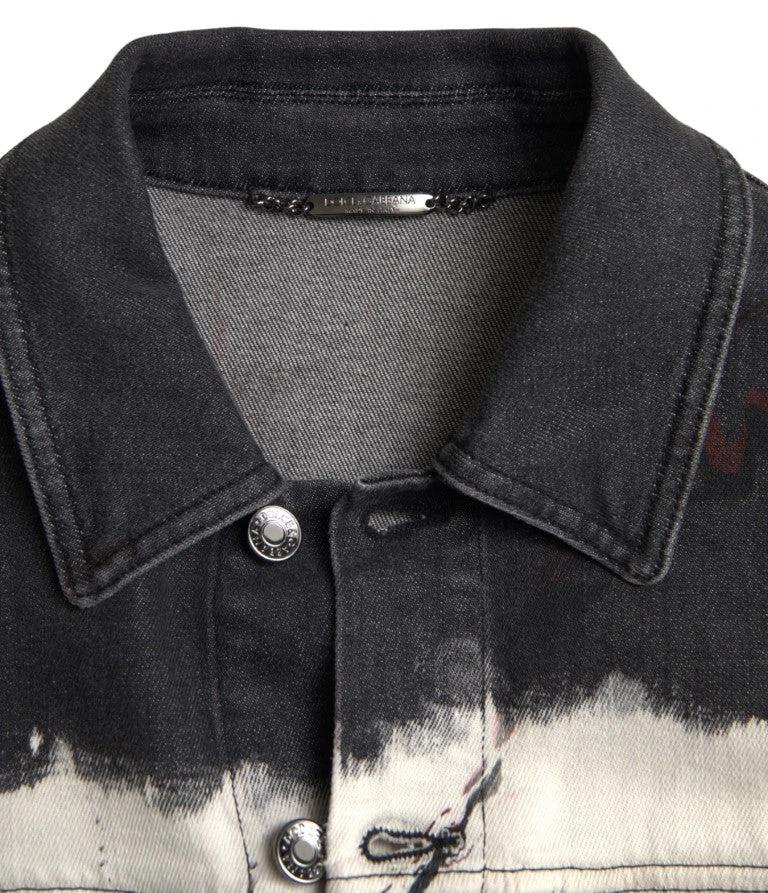 Dolce & Gabbana Multicolor Cotton Collared Denim Jacket by Dolce & Gabbana