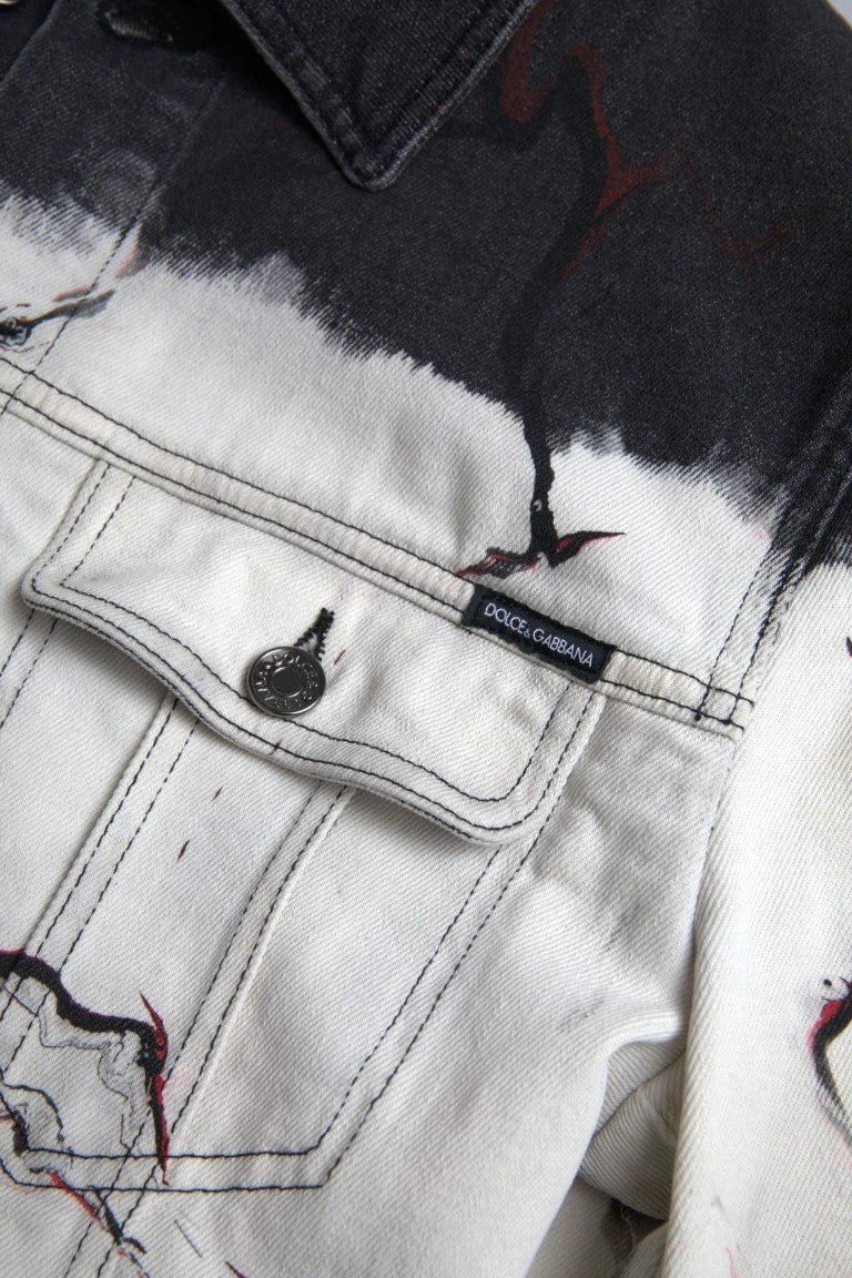 Dolce & Gabbana Multicolor Cotton Collared Denim Jacket by Dolce & Gabbana