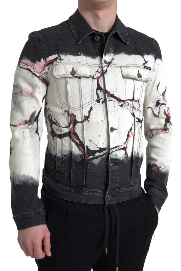 Dolce & Gabbana Multicolor Cotton Collared Denim Jacket by Dolce & Gabbana