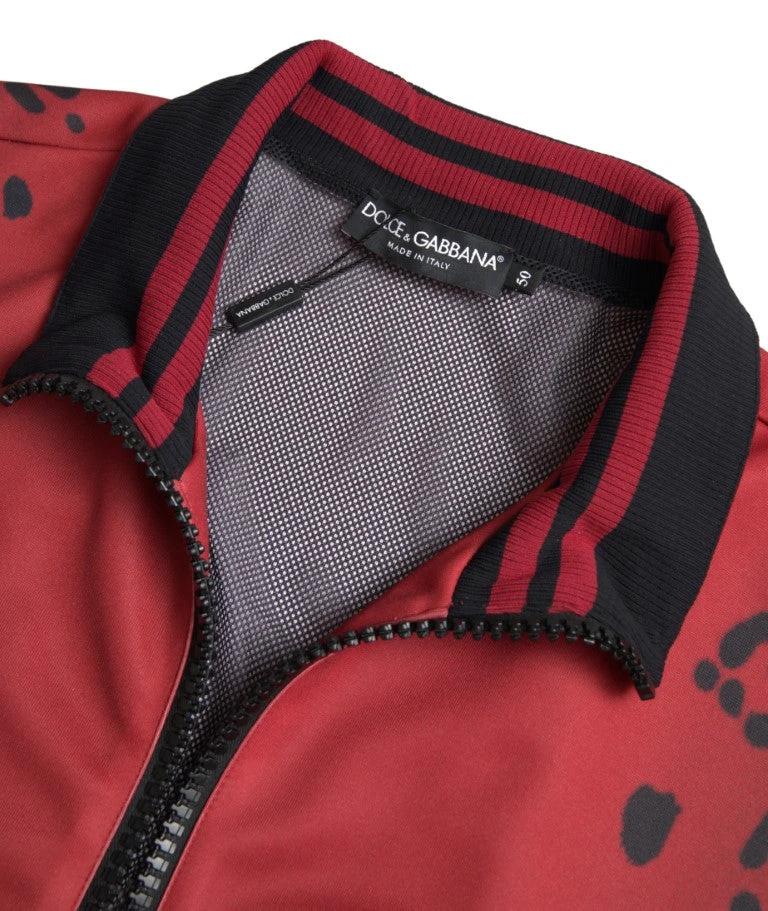 Dolce & Gabbana Red Leopard Polyester Bomber Full Zip Jacket by Dolce & Gabbana