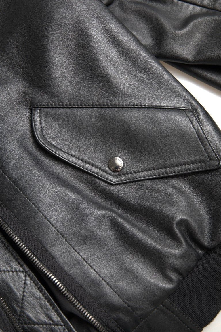 Dolce & Gabbana Black Leather Blouson Full Zip Bomber Jacket by Dolce & Gabbana