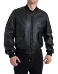 Dolce & Gabbana Black Leather Blouson Full Zip Bomber Jacket by Dolce & Gabbana