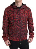 Dolce & Gabbana Red Leopard Hooded Bomber Full Zip Jacket by Dolce & Gabbana