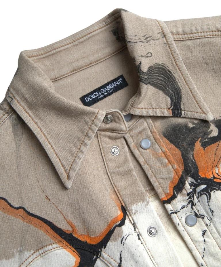 Dolce & Gabbana Multicolor Cotton Collared Denim Shirt by Dolce & Gabbana