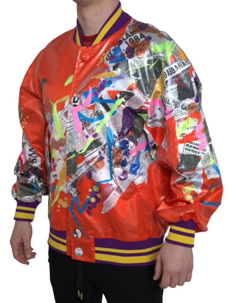 Dolce & Gabbana Orange Polyester Button Blouson Jacket by Dolce & Gabbana