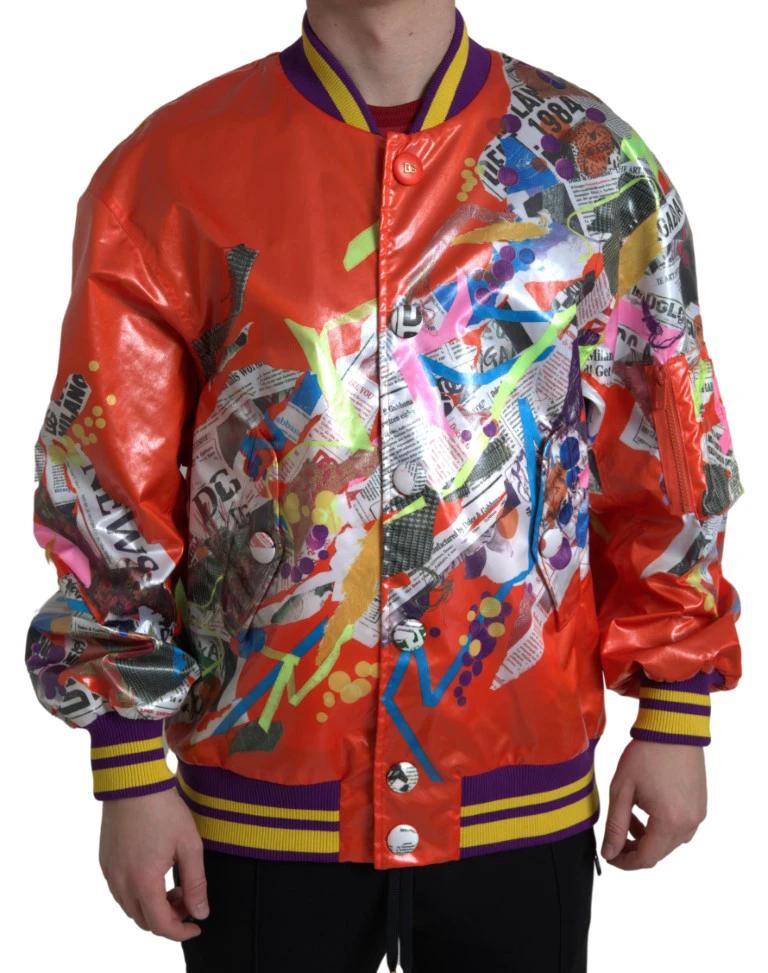Dolce & Gabbana Orange Polyester Button Blouson Jacket by Dolce & Gabbana