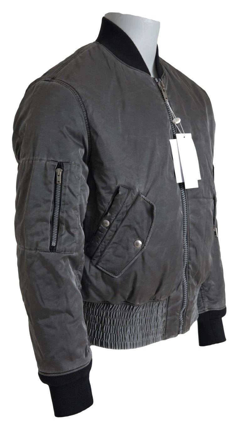 MM6 Maison Margiela Gray Bomber Zipper Pocket Sleeves Jacket by MM6 Maison Margiela