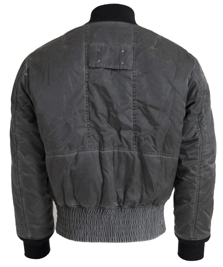 MM6 Maison Margiela Gray Bomber Zipper Pocket Sleeves Jacket by MM6 Maison Margiela