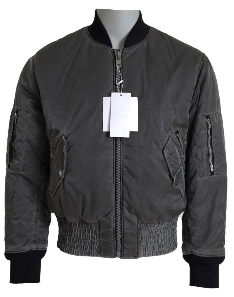 MM6 Maison Margiela Gray Bomber Zipper Pocket Sleeves Jacket by MM6 Maison Margiela