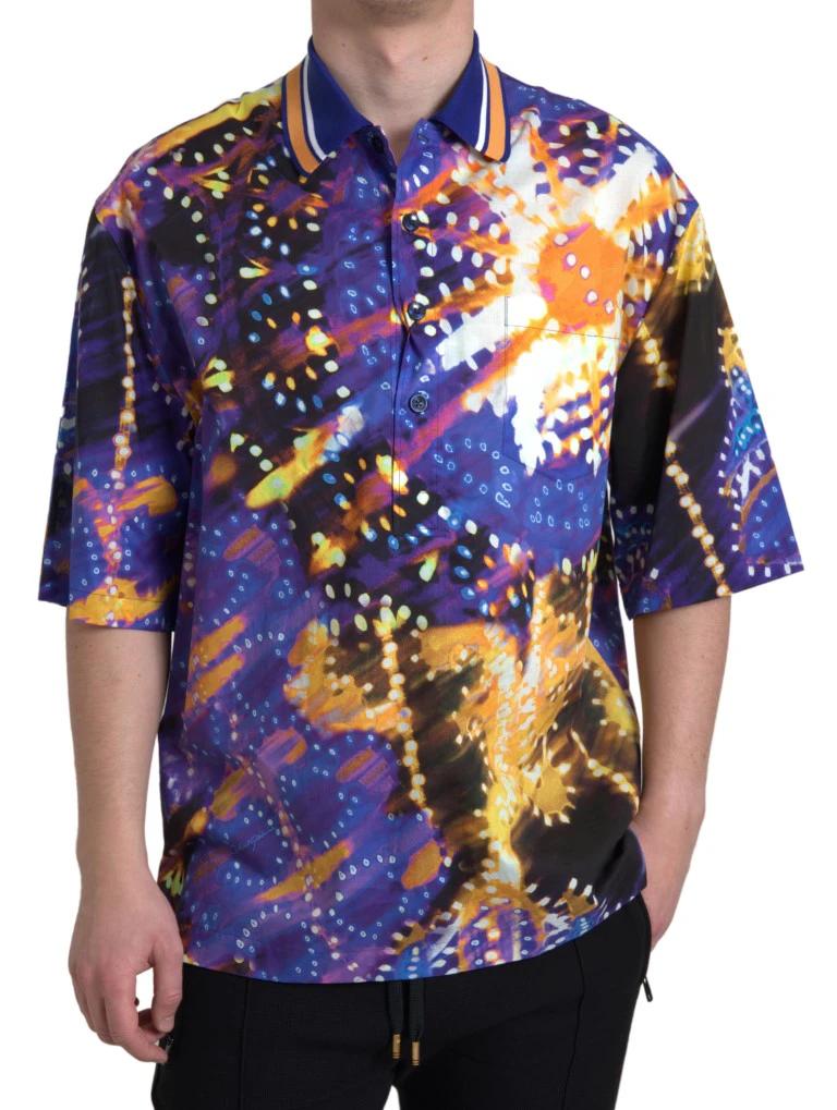 Dolce & Gabbana Luminaire Print Cotton Polo Top Men Shirt by Dolce & Gabbana