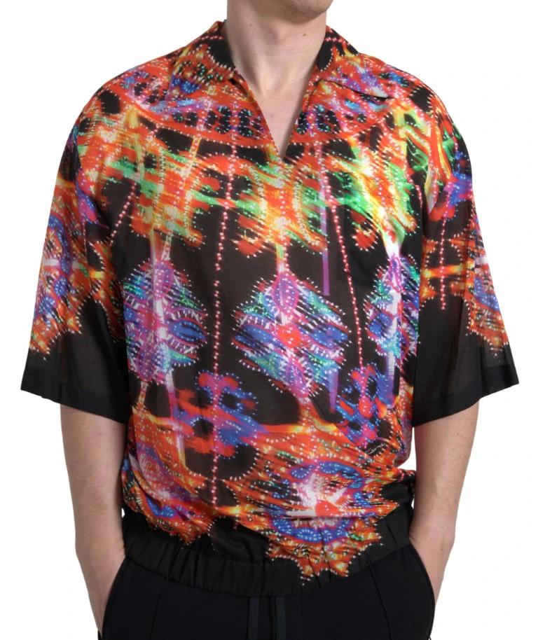 Dolce & Gabbana Multicolor Luminarie Print Men Cotton Shirt by Dolce & Gabbana