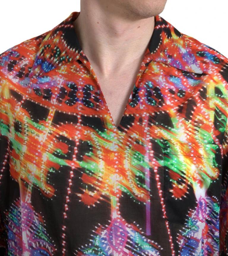 Dolce & Gabbana Multicolor Luminarie Print Men Cotton Shirt by Dolce & Gabbana