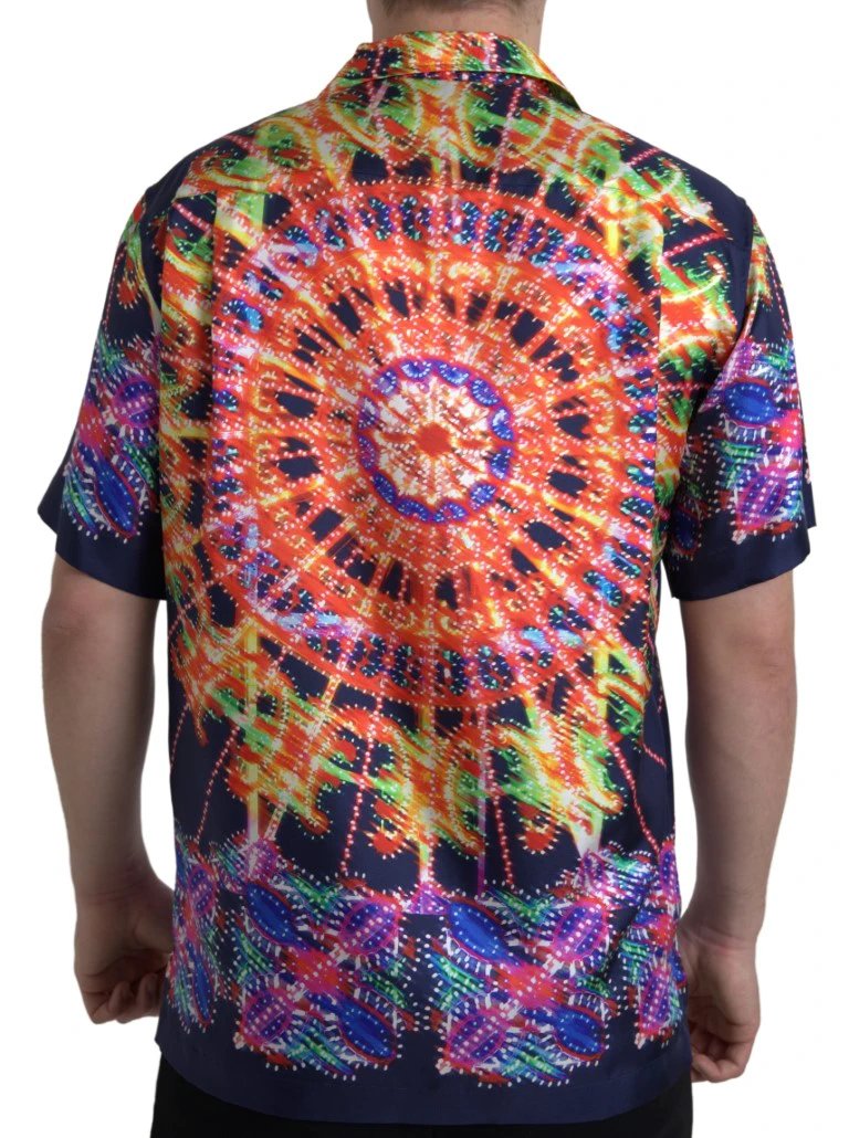 Dolce & Gabbana Multicolor Luminarie Print Men Shirt Silk by Dolce & Gabbana