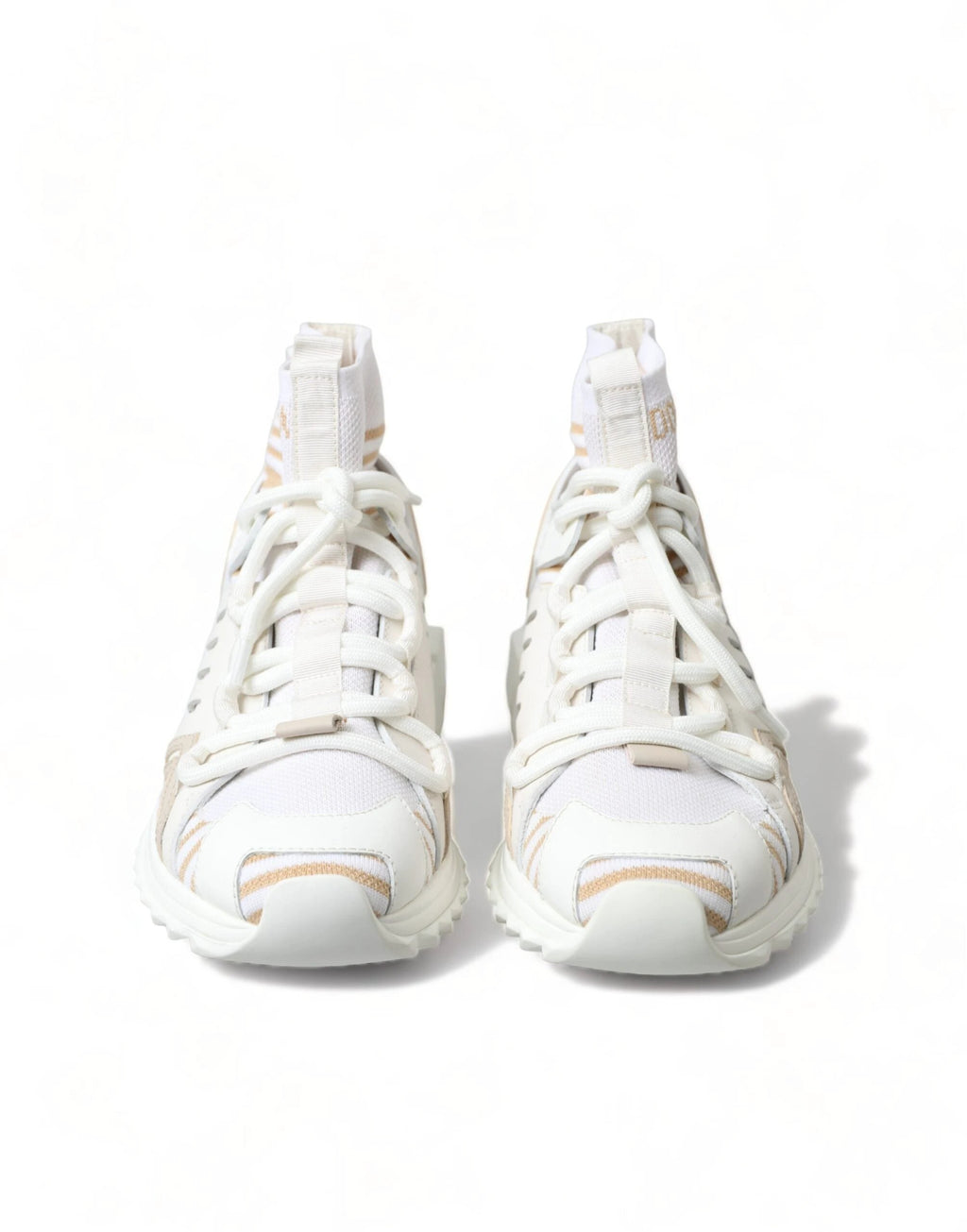 Dolce & Gabbana White Beige Sorrento Socks Sneakers Shoes by Dolce & Gabbana