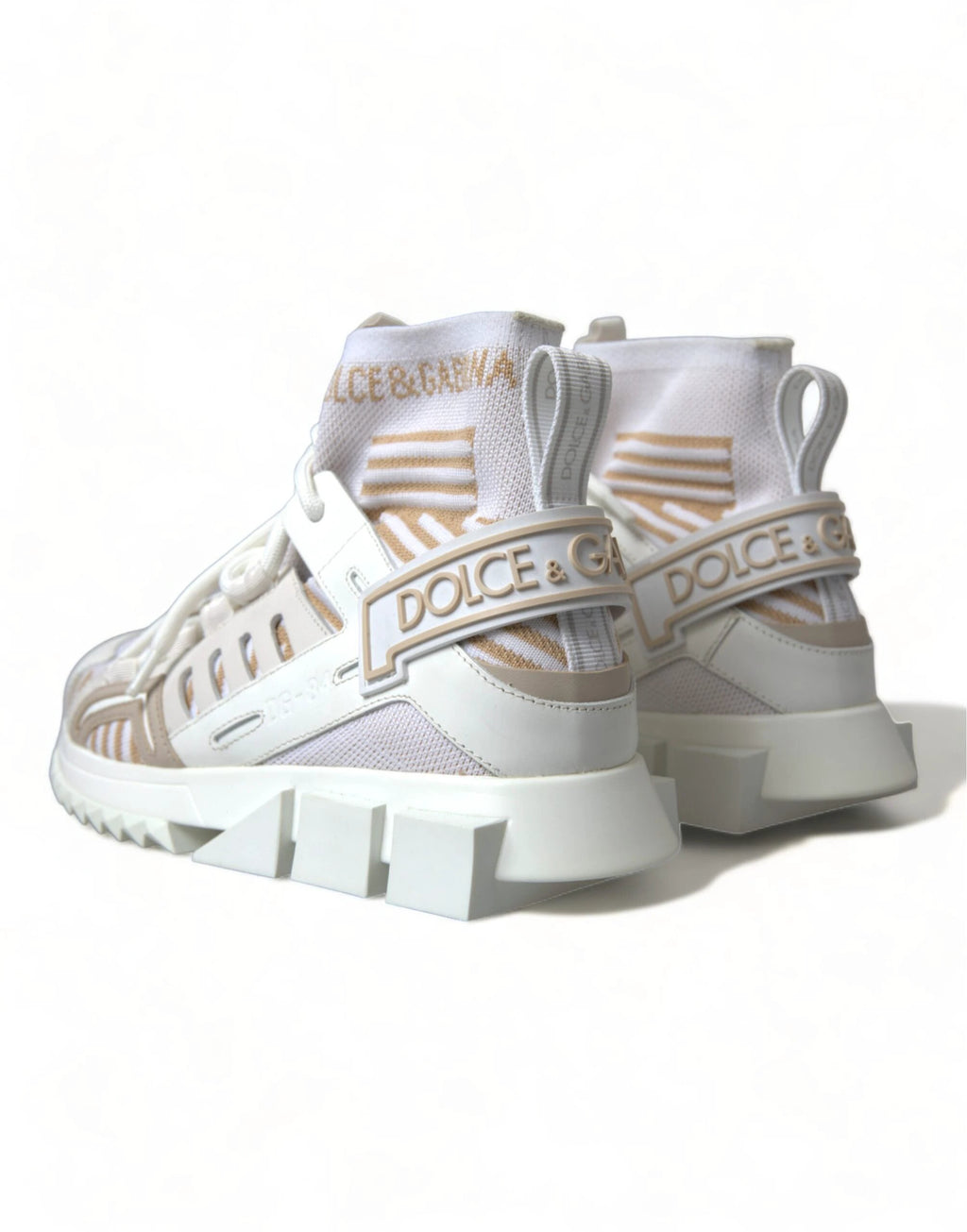 Dolce & Gabbana White Beige Sorrento Socks Sneakers Shoes by Dolce & Gabbana