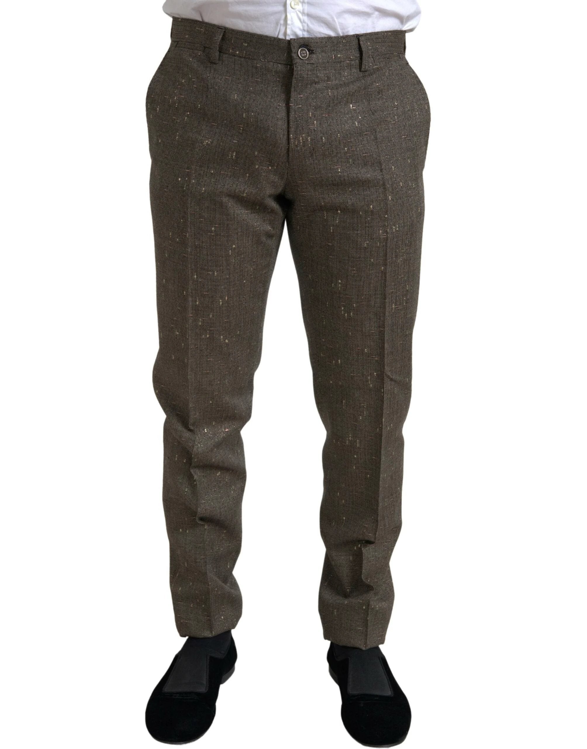 Dolce & Gabbana Brown Wool Dress Skinny Men Trouser Pants by Dolce & Gabbana