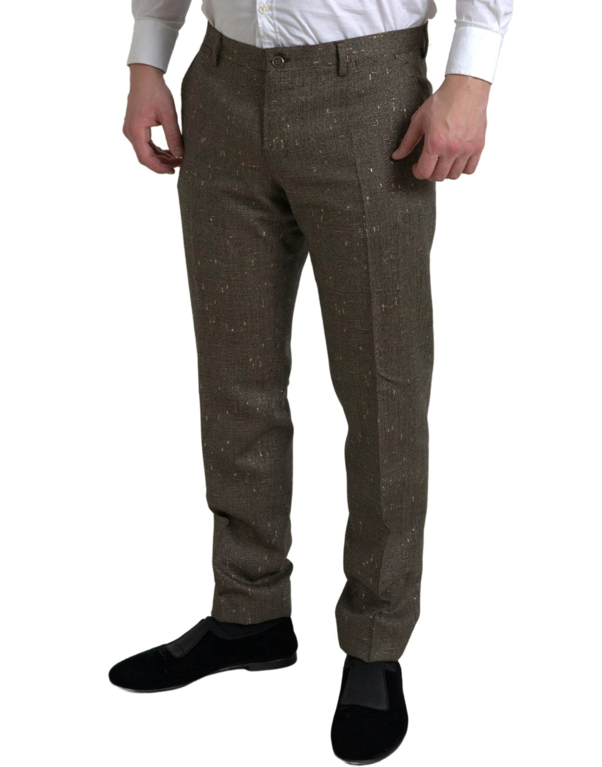 Dolce & Gabbana Brown Wool Dress Skinny Men Trouser Pants by Dolce & Gabbana