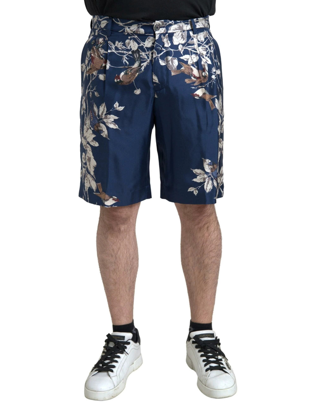 Dolce & Gabbana Blue Floral Print Silk Men Bermuda Shorts by Dolce & Gabbana