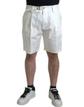 Dolce & Gabbana White Cotton Stretch Men Bermuda Denim Shorts by Dolce & Gabbana