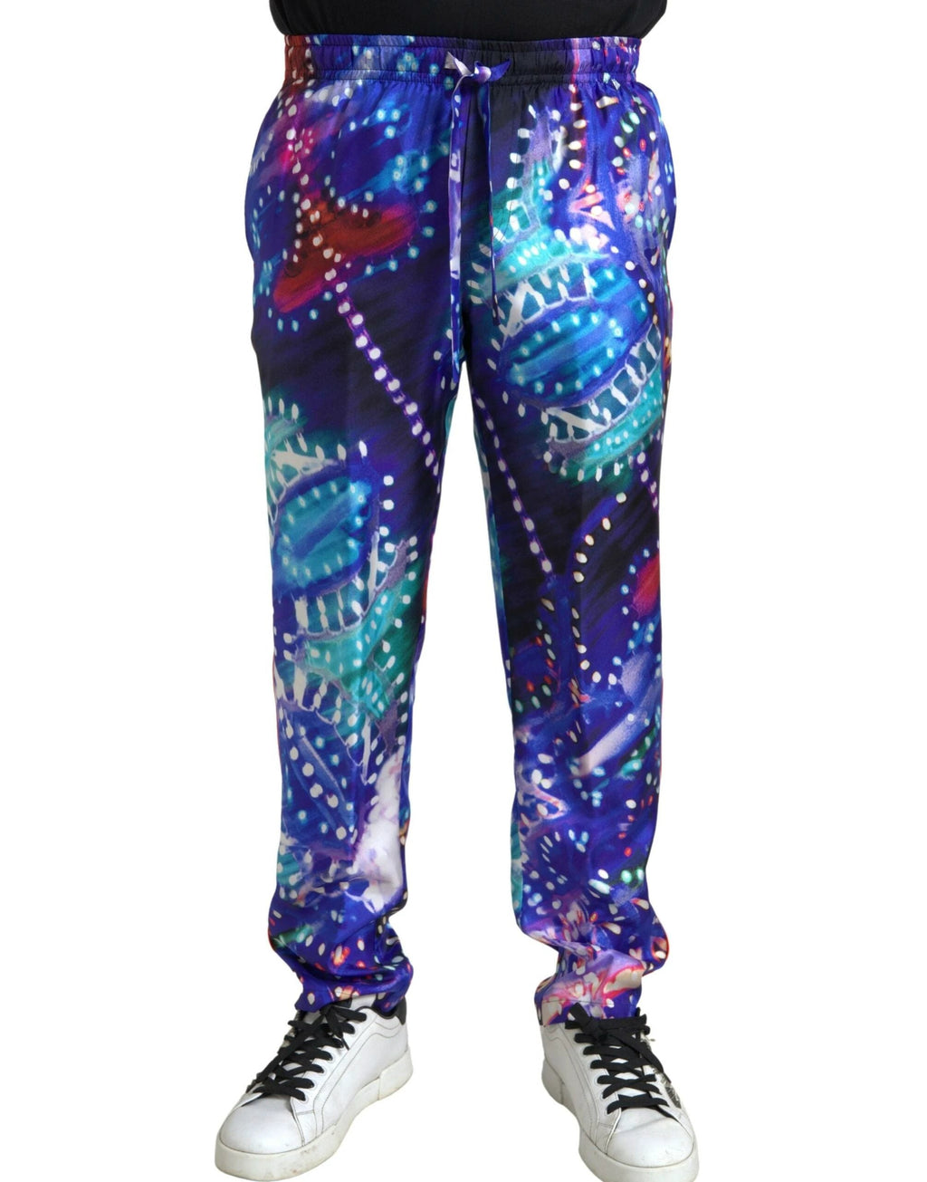 Dolce & Gabbana Multicolor Printed Silk Men Trouser Pants by Dolce & Gabbana