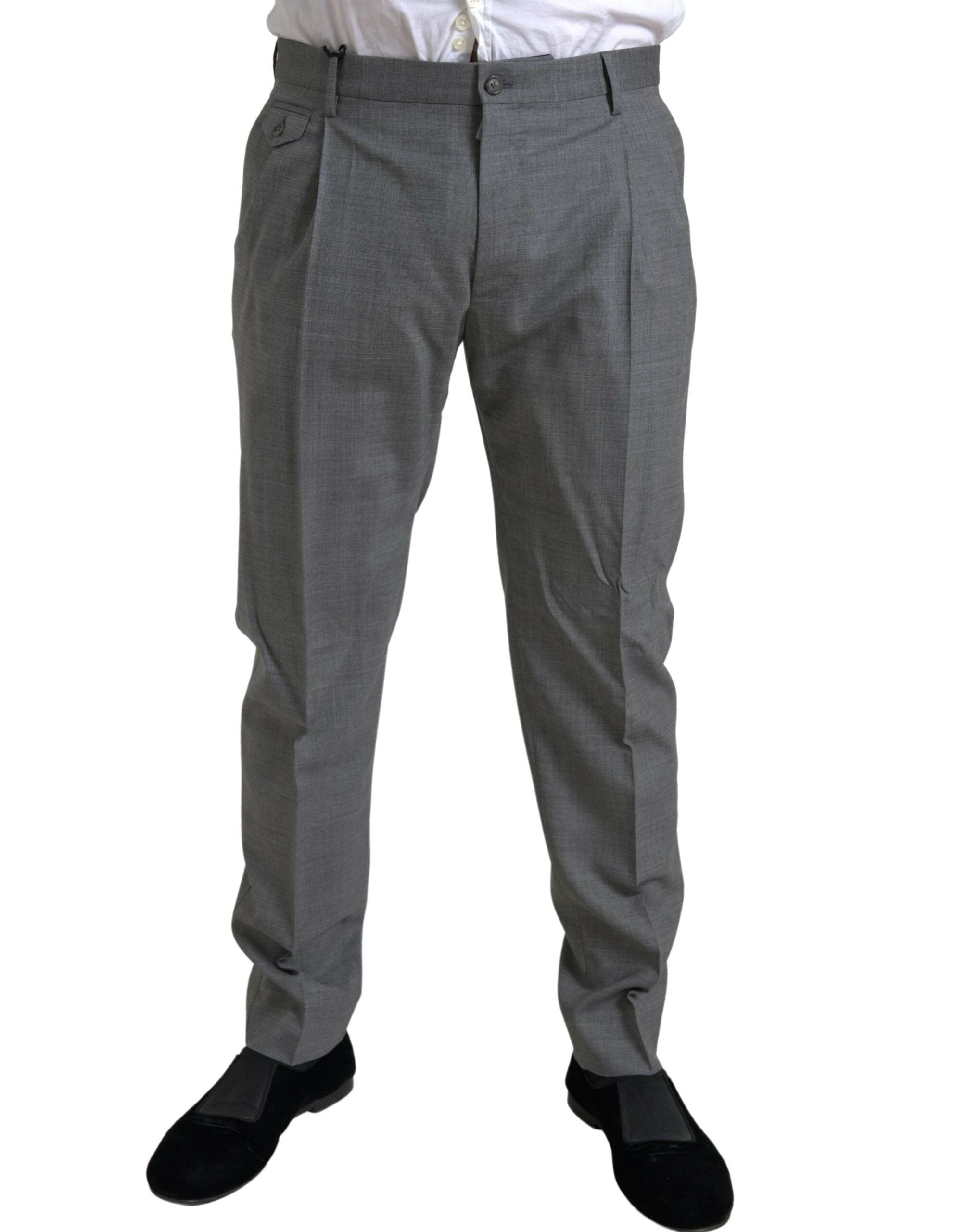 Dolce & Gabbana Gray Wool Chino Skinny Men Dress Trouser Pants by Dolce & Gabbana