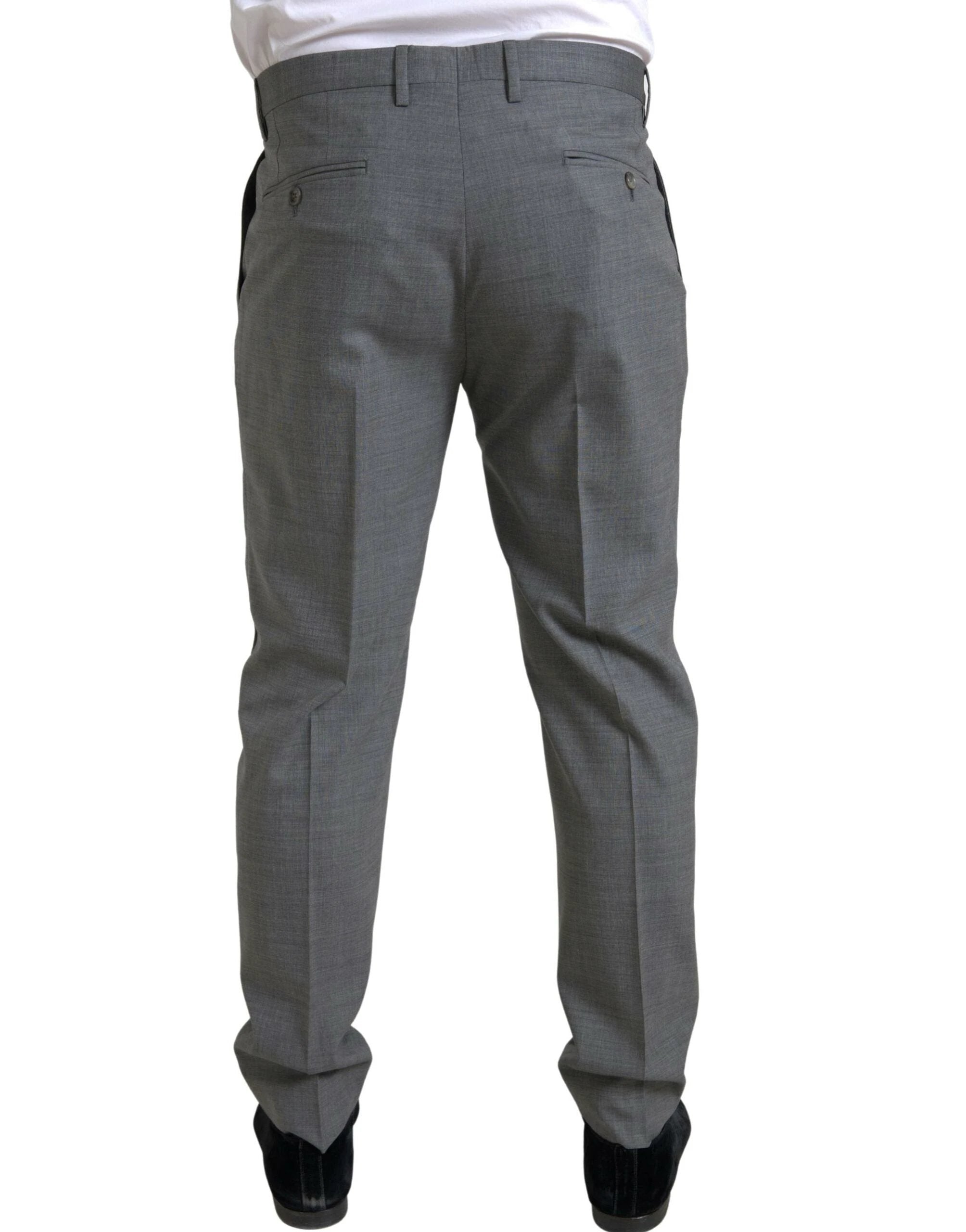 Dolce & Gabbana Gray Wool Chino Skinny Men Dress Trouser Pants by Dolce & Gabbana