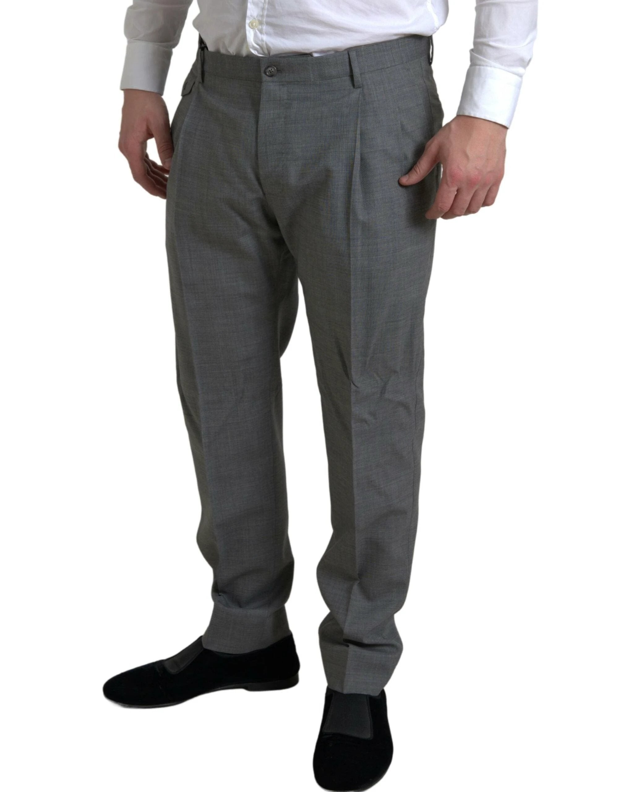 Dolce & Gabbana Gray Wool Chino Skinny Men Dress Trouser Pants by Dolce & Gabbana