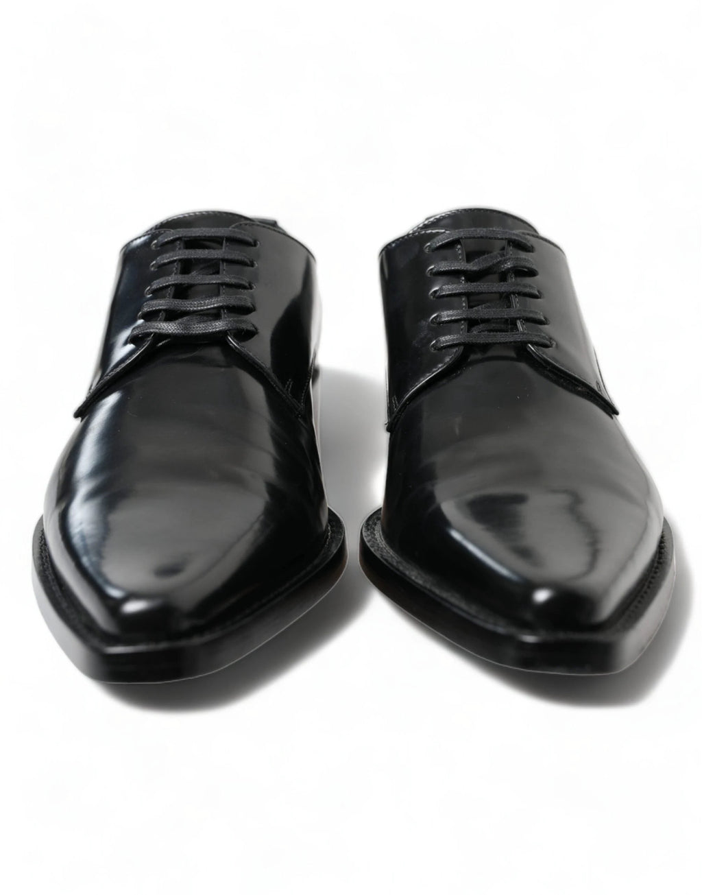 Dolce & Gabbana Black Leather Lace Up Formal Flats Shoes by Dolce & Gabbana