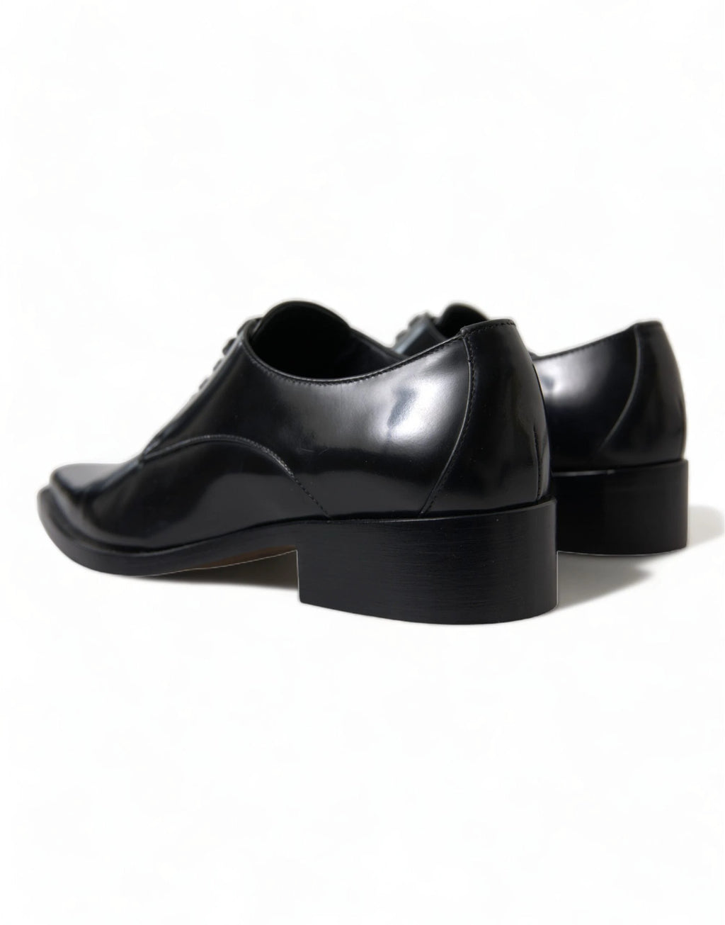 Dolce & Gabbana Black Leather Lace Up Formal Flats Shoes by Dolce & Gabbana
