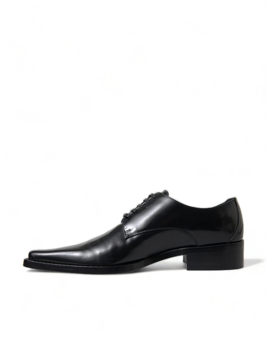 Dolce & Gabbana Black Leather Lace Up Formal Flats Shoes by Dolce & Gabbana