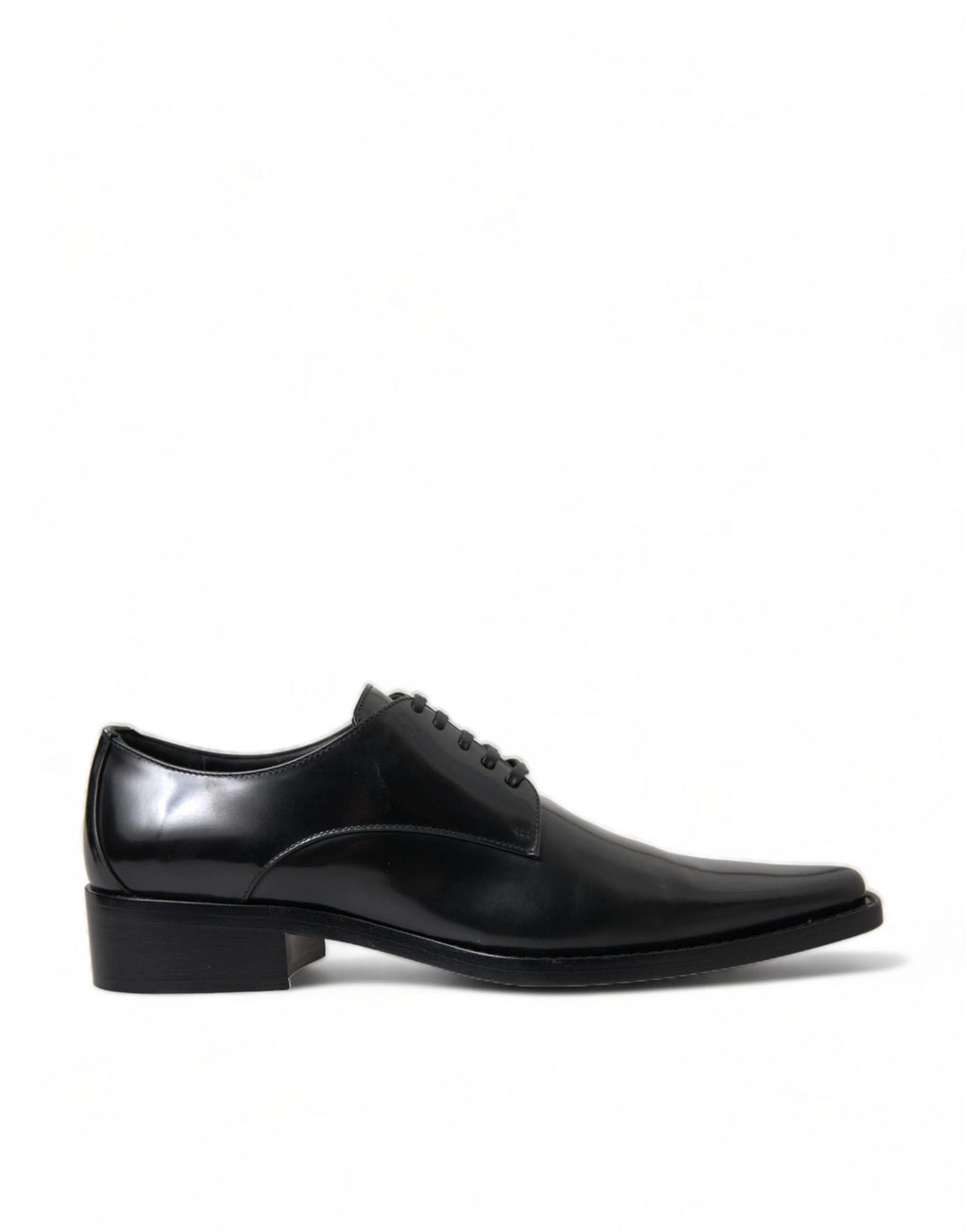 Dolce & Gabbana Black Leather Lace Up Formal Flats Shoes by Dolce & Gabbana