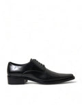 Dolce & Gabbana Black Leather Lace Up Formal Flats Shoes by Dolce & Gabbana