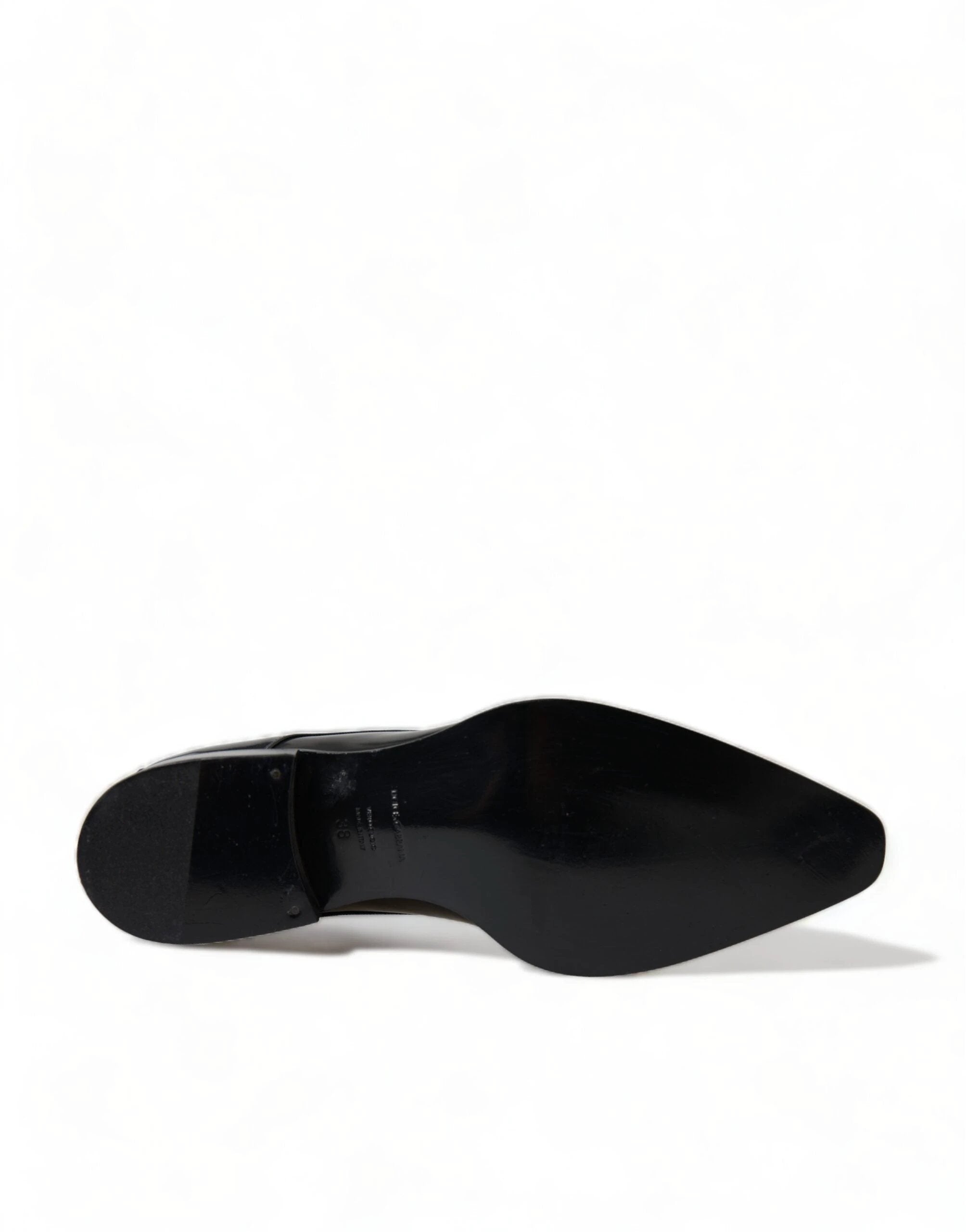 Dolce & Gabbana Black Leather Lace Up Formal Flats Shoes by Dolce & Gabbana