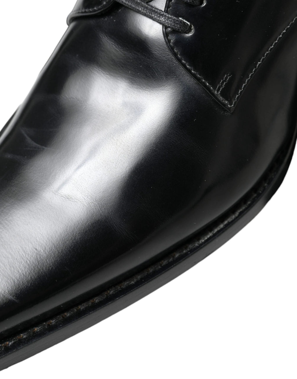 Dolce & Gabbana Black Leather Lace Up Formal Flats Shoes by Dolce & Gabbana