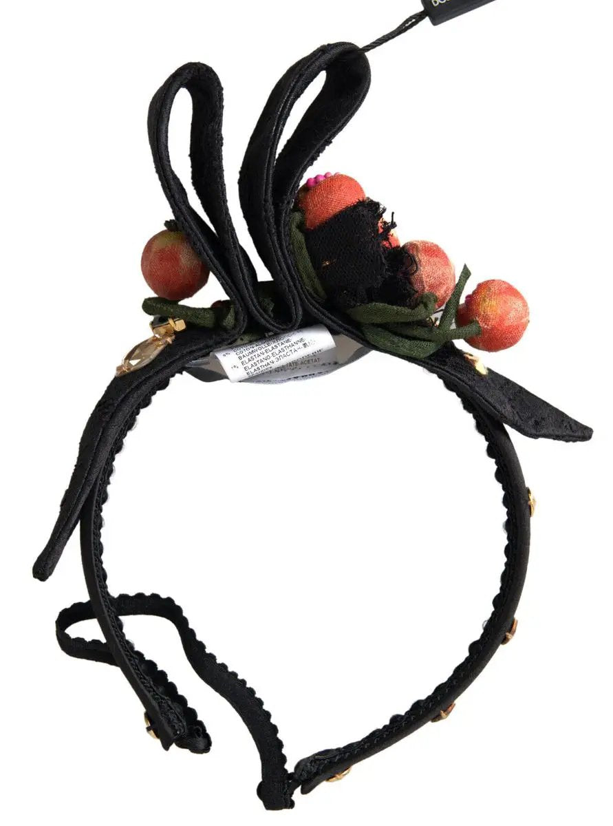 Diadème Dolce &amp; Gabbana noir orné de cristaux multicolores en forme de figue