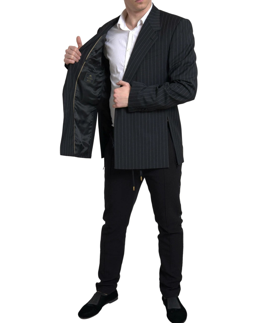 Dolce & Gabbana Black Stripe Single Breasted SICILIA Blazer by Dolce & Gabbana