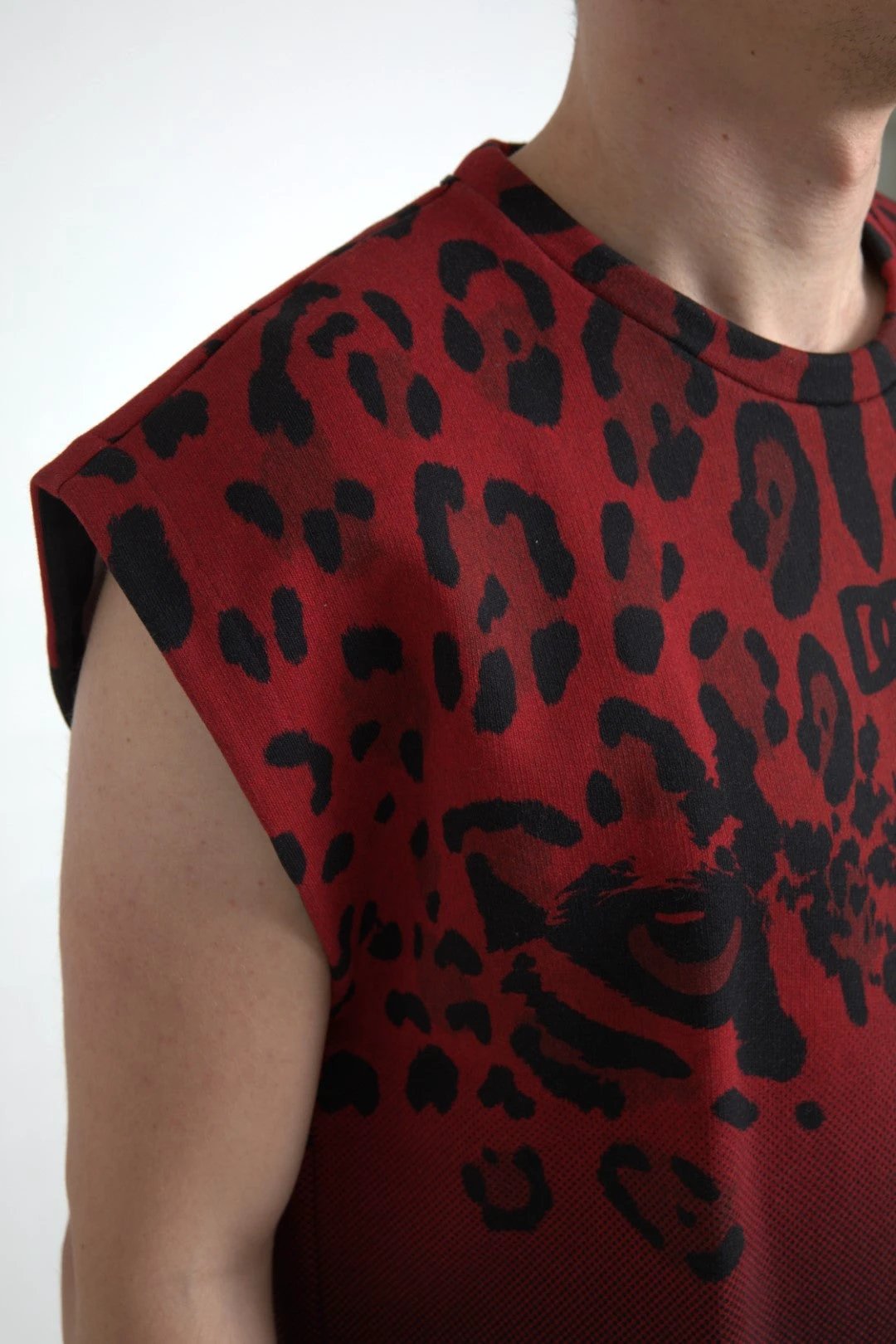 Dolce & Gabbana Red Leopard Cotton Sleeveless Tank T-shirt by Dolce & Gabbana