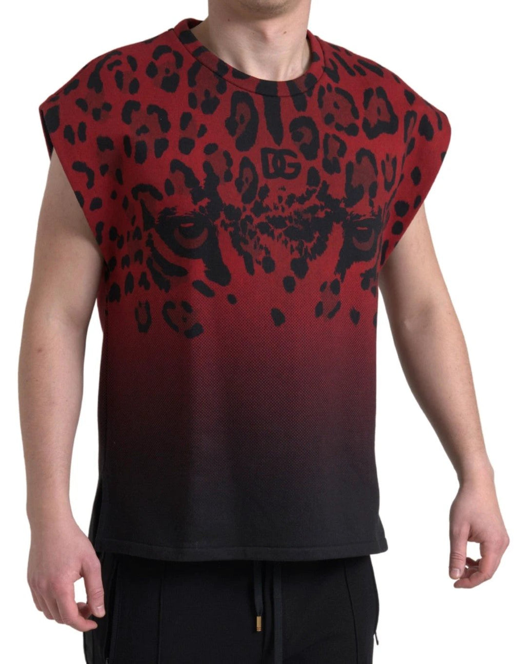 Dolce & Gabbana Red Leopard Cotton Sleeveless Tank T-shirt by Dolce & Gabbana